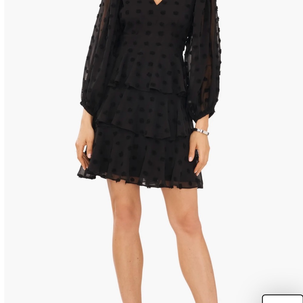 Halogen Polka Dot Black Tiered Dress